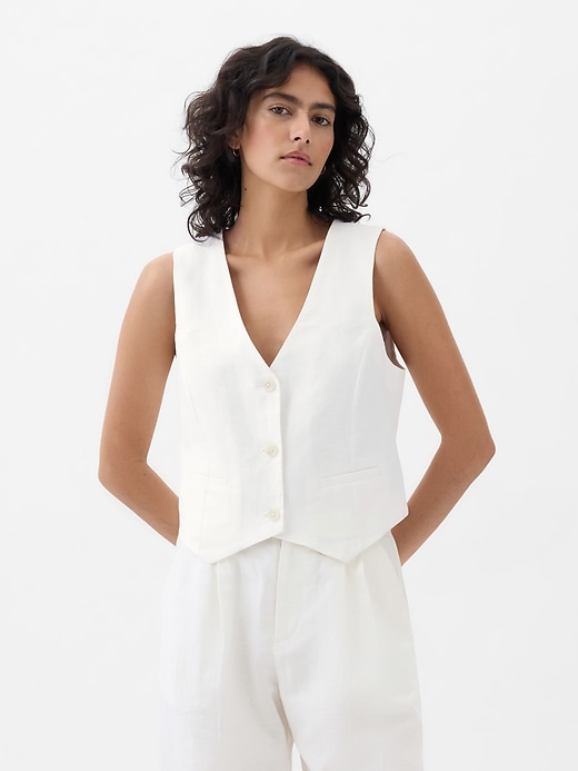 Image number 7 showing, Linen-Cotton Vest