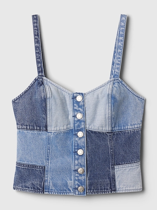 Image number 5 showing, Patchwork Denim Corset Top