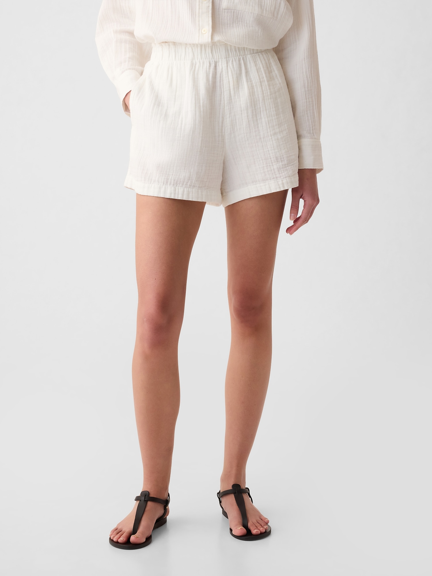 Crinkle Gauze Pull-On Shorts