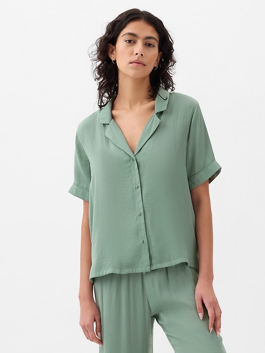 Image number 4 showing, Satin PJ Shirt