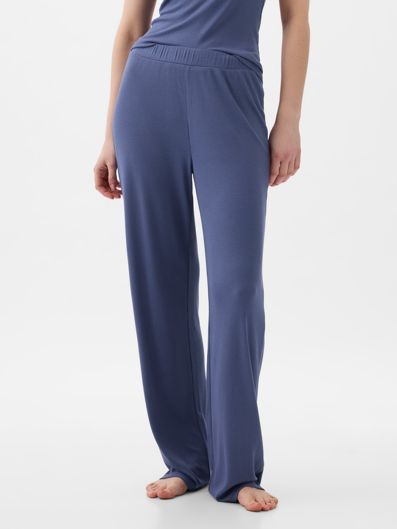 Mini Rib Straight PJ Pant - Blue