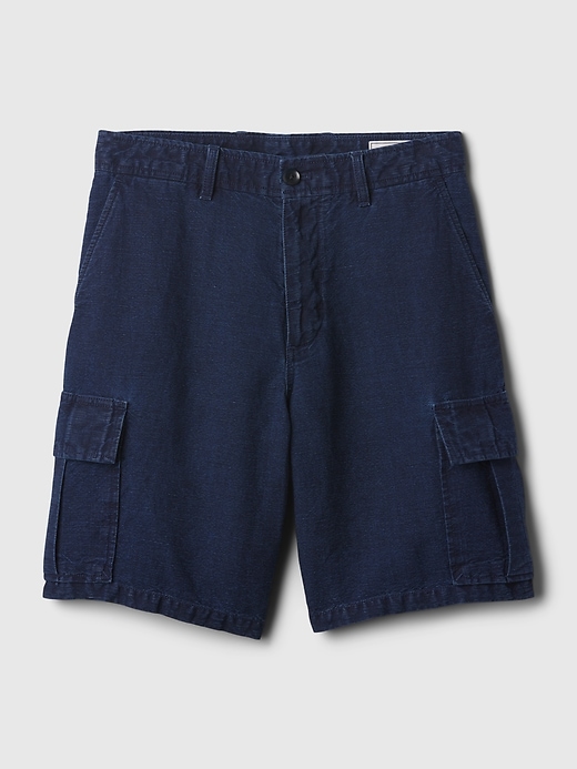 Image number 5 showing, 8" Linen-Cotton Cargo Shorts