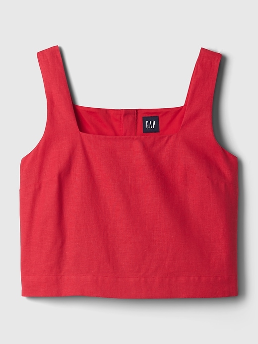 Image number 4 showing, Linen-Blend Button-Back Cropped Tank Top