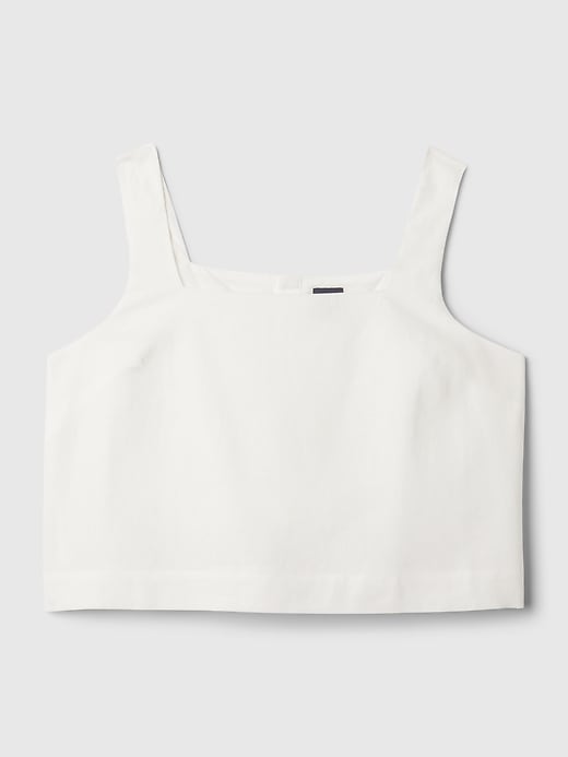 Image number 6 showing, Linen-Blend Button-Back Cropped Tank Top