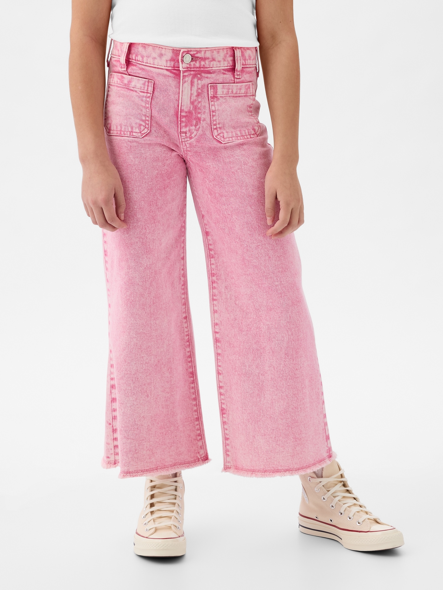 Kids High Rise Stride Wide-Leg Ankle Jeans