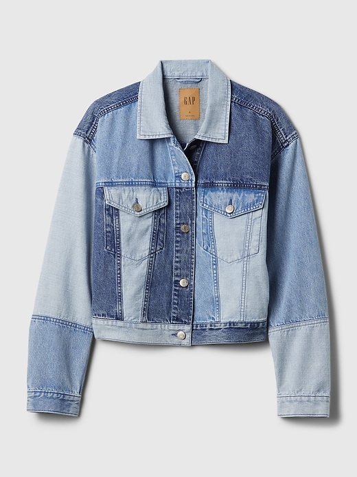 Image number 5 showing, Cropped Patchwork Icon Denim Jacket