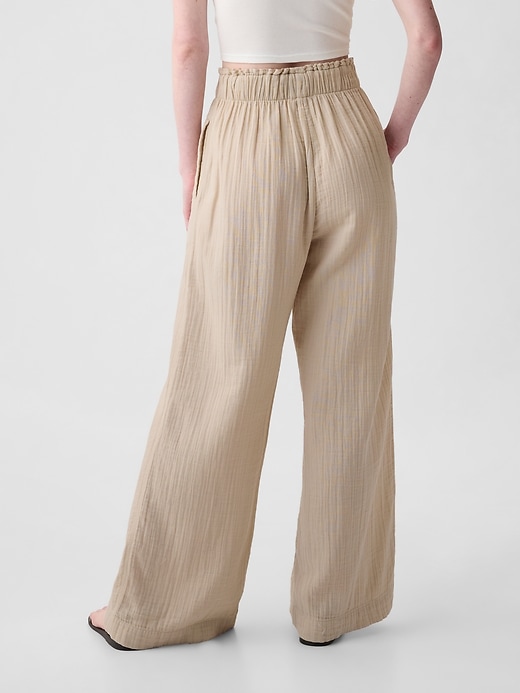 Image number 4 showing, Mid Rise Crinkle Gauze Wide-Leg Pants