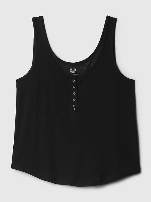 Image number 7 showing, Linen-Blend Henley Tank Top