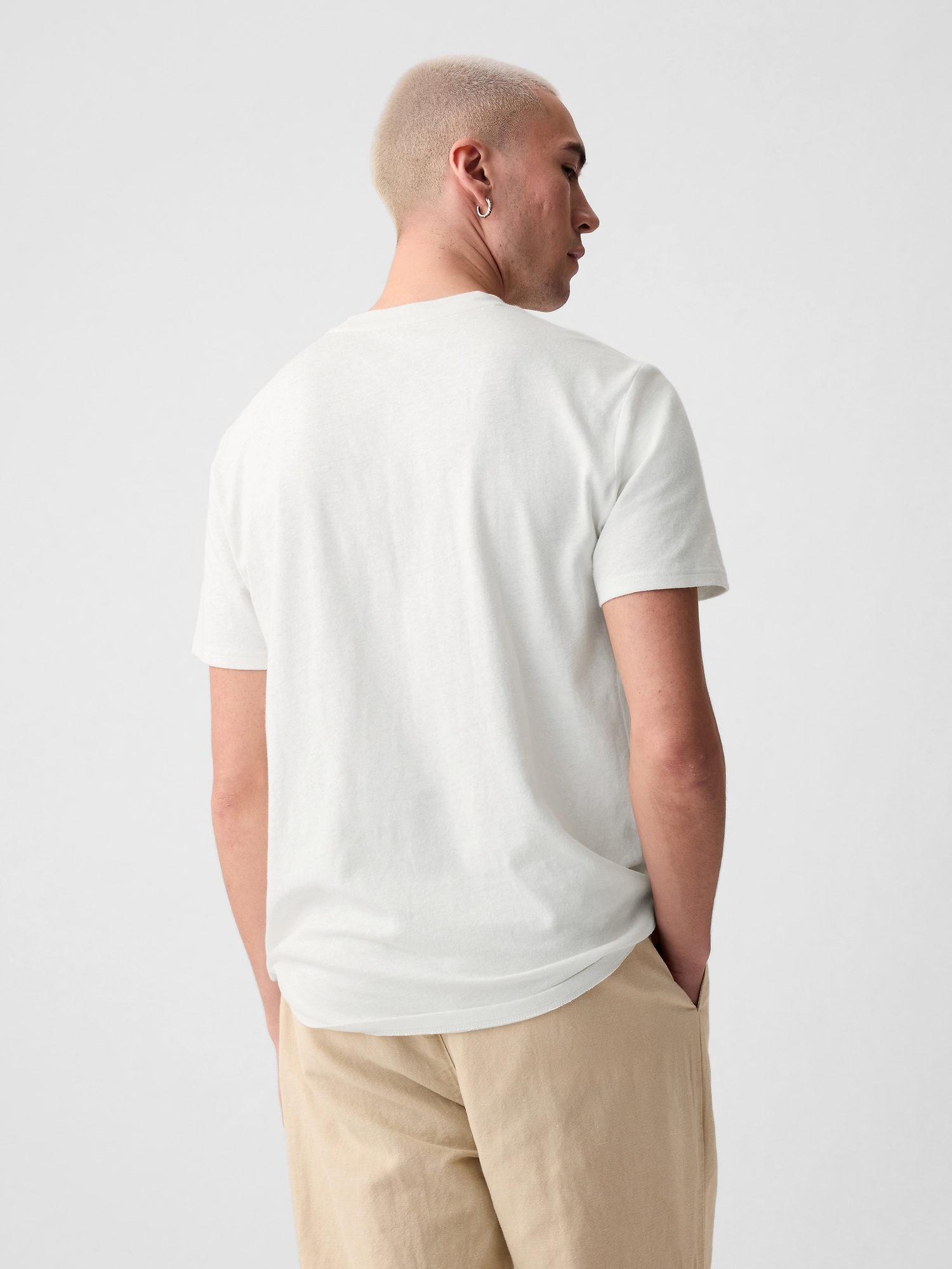 Linen-Cotton Pocket T-Shirt
