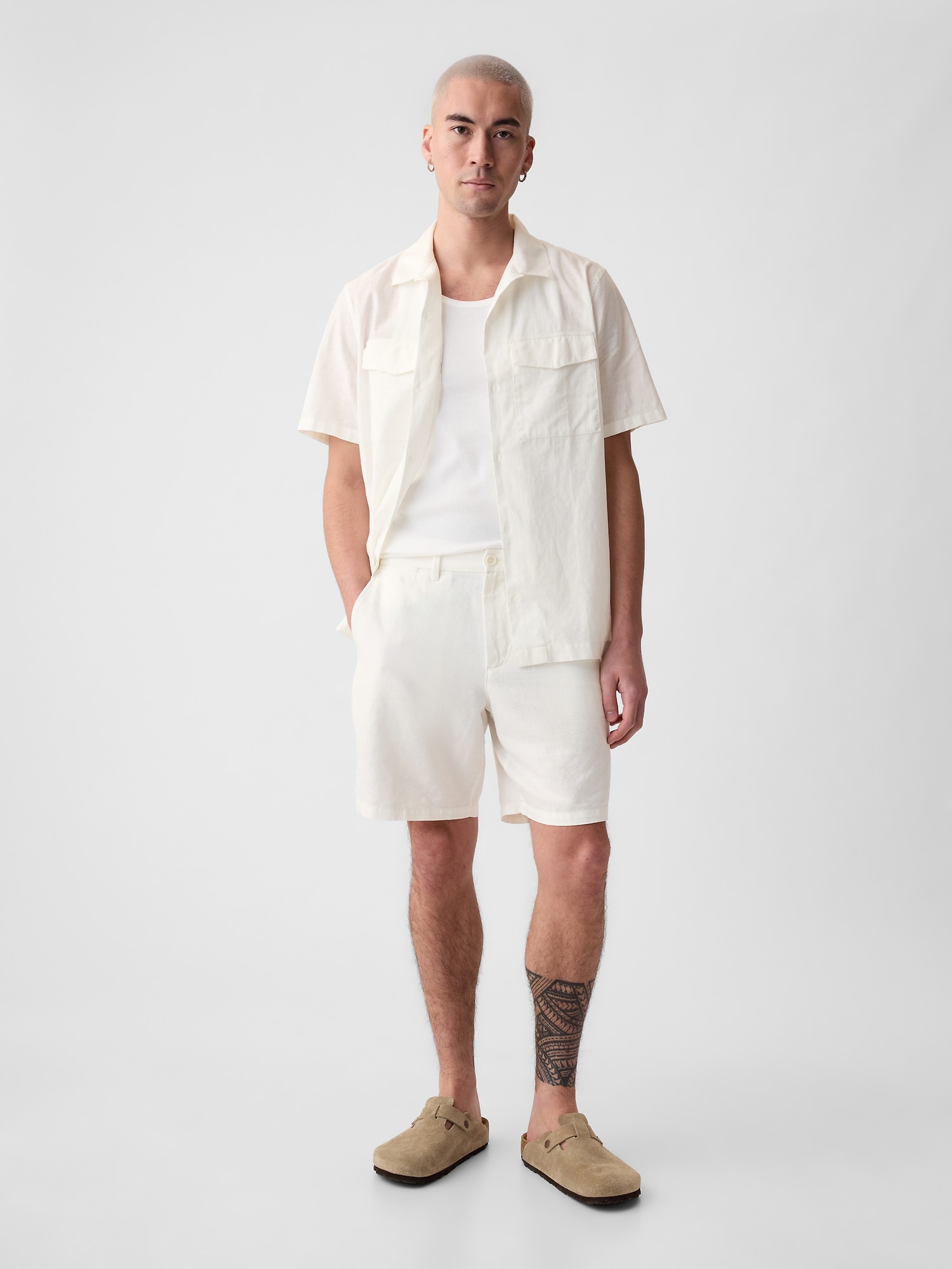 8" Linen-Cotton Shorts