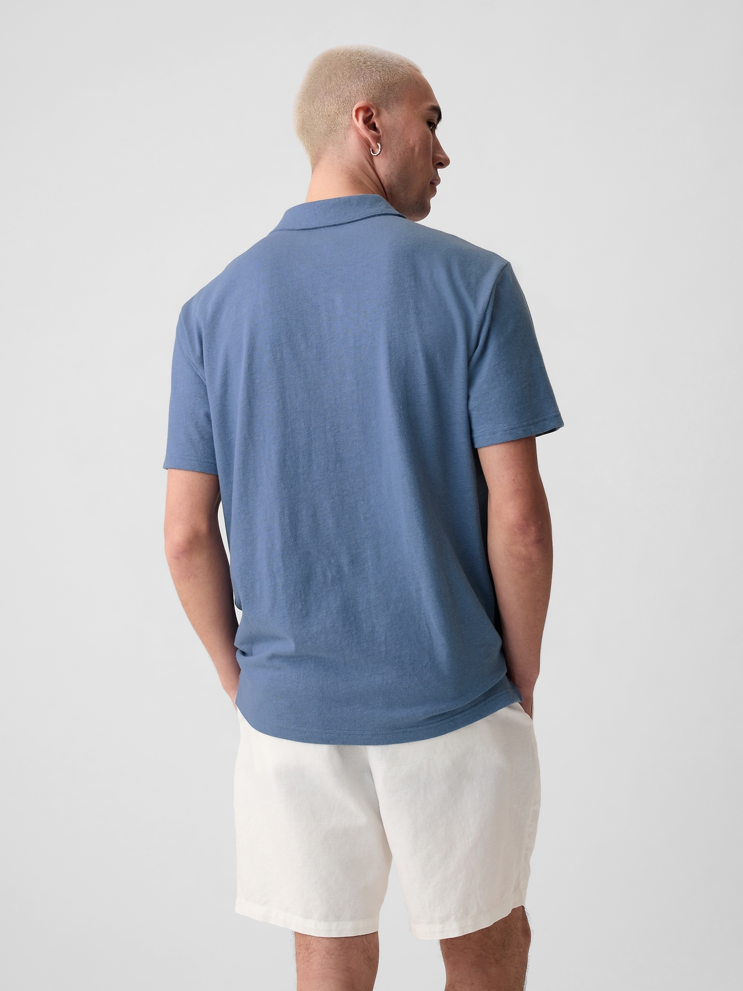 Linen-Cotton Polo Shirt Shirt