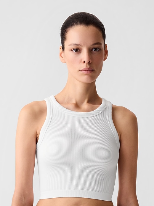 View large product image 1 of 11. GapFit Seamless Rib Cropped Halter Tank Top