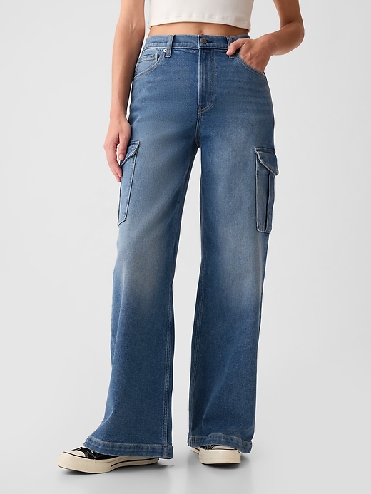 High Rise Stride Wide Leg Cargo Jeans Gap