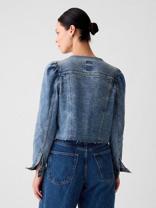 Image number 2 showing, Collarless Cropped Icon Denim Jacket