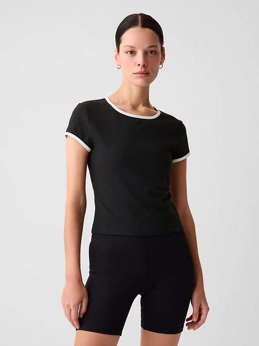 View large product image 1 of 10. GapFit Studio Rib Cropped T-Shirt