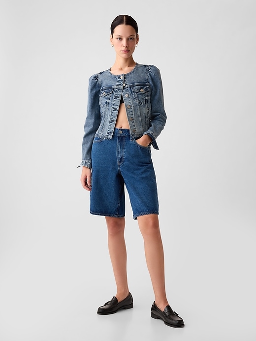 Image number 7 showing, Collarless Cropped Icon Denim Jacket