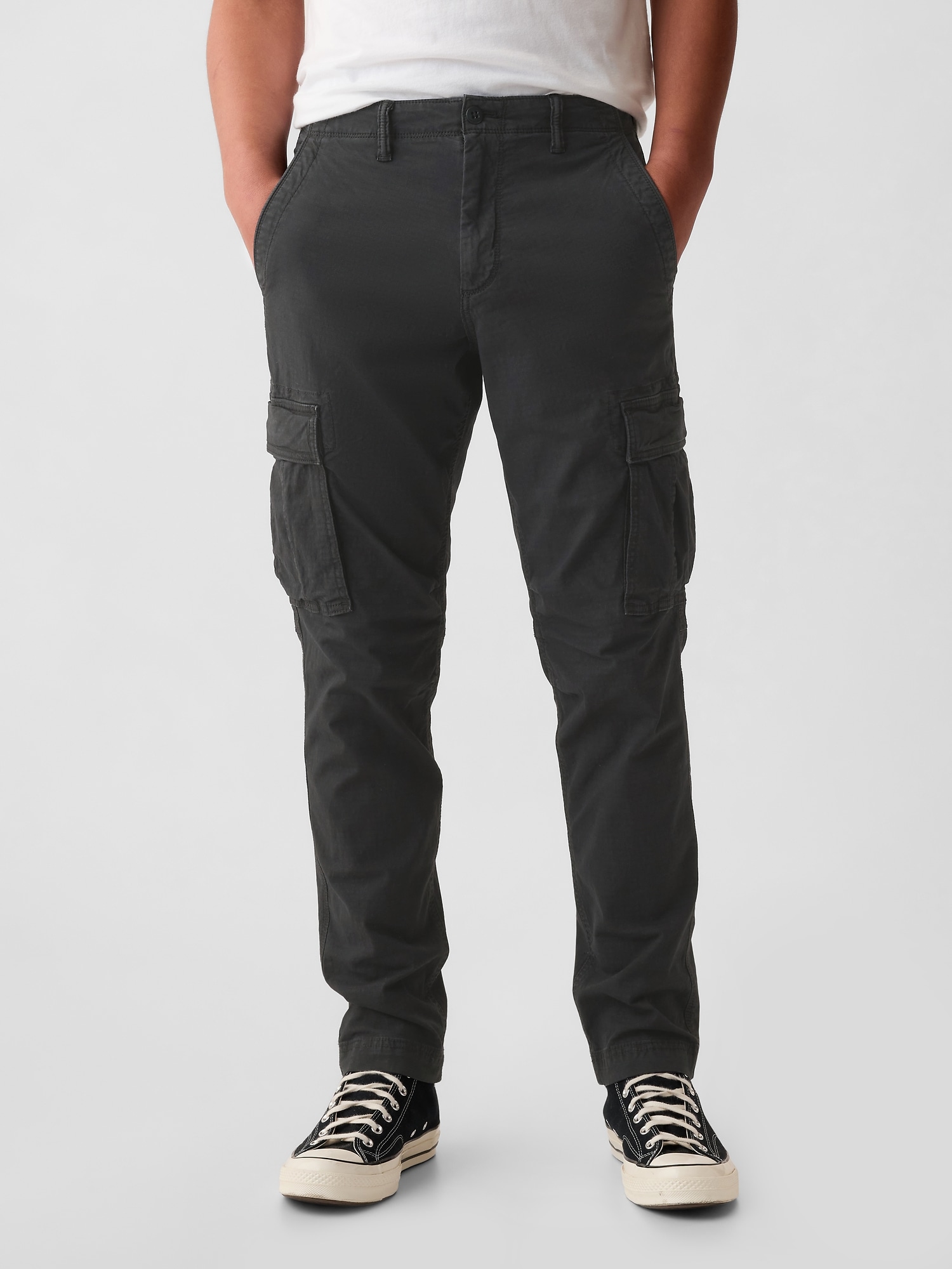Men's Oversized Black Cargo Pants With Pockets