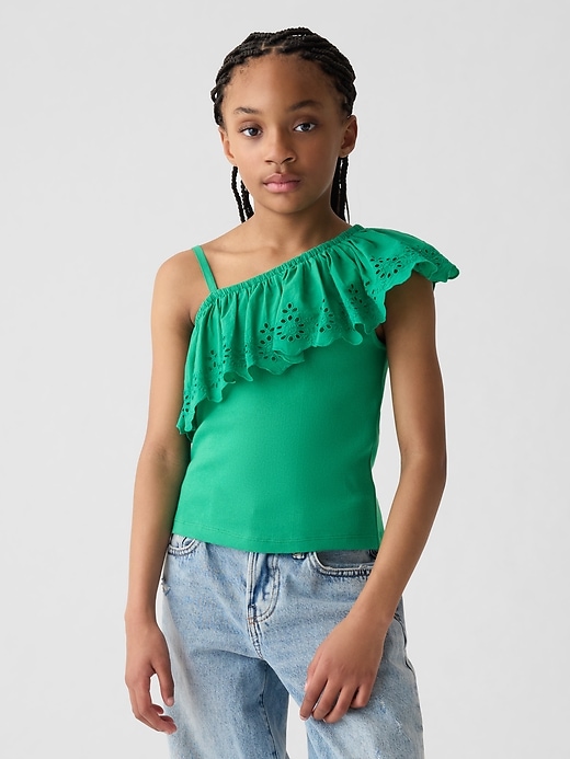 Image number 1 showing, Kids Asymmetrical Eyelet Top