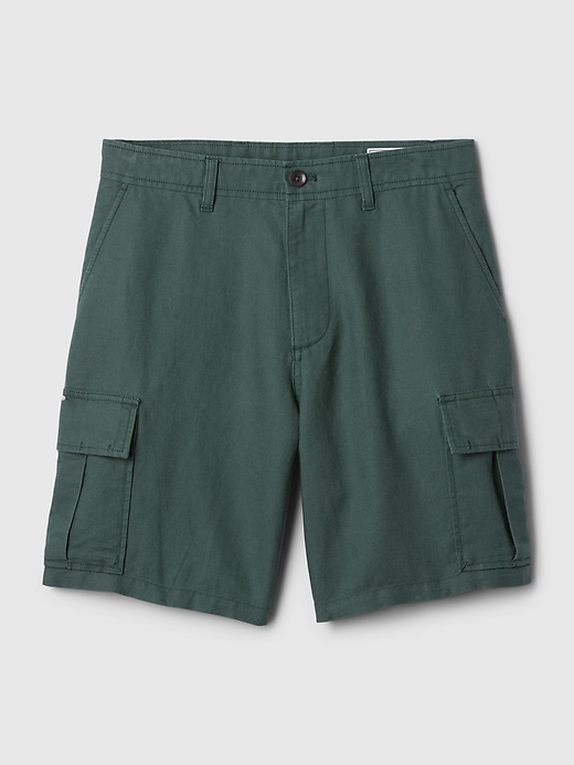 Image number 10 showing, 8" Linen-Cotton Cargo Shorts