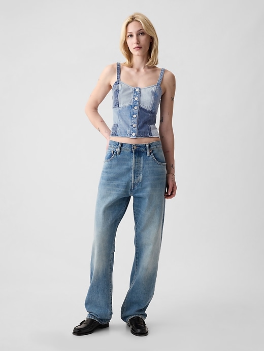 Image number 3 showing, Patchwork Denim Corset Top