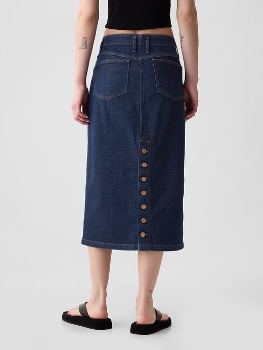 Image number 2 showing, GapHeritage Button-Back Denim Midi Pencil Skirt