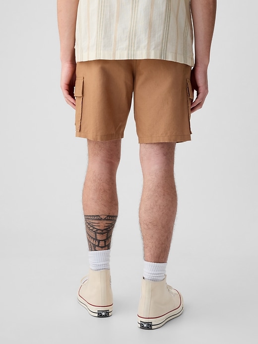 Image number 2 showing, 8" Linen-Cotton Cargo Shorts