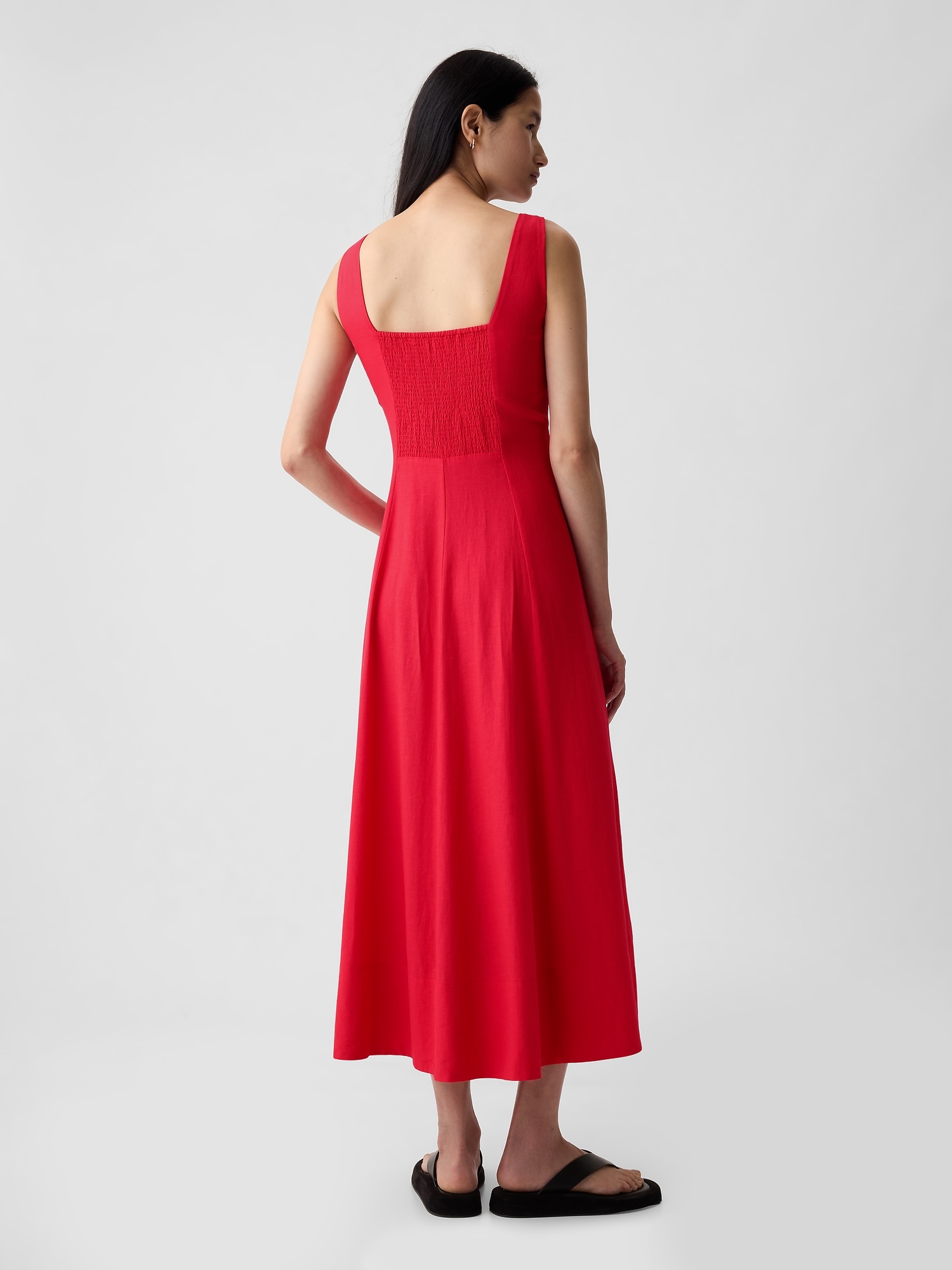 Linen-Blend Midi Dress | Gap