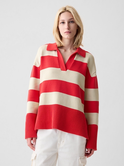Image number 1 showing, 24/7 Split-Hem Polo Sweater