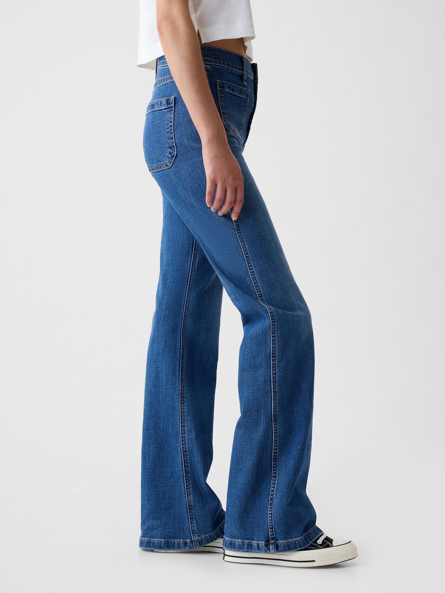 Women Vintage Bell Bottom Jeans Solid Color High Waisted Jeans Slim Fit Flared  Jeans 70s Flared Denim Pants 