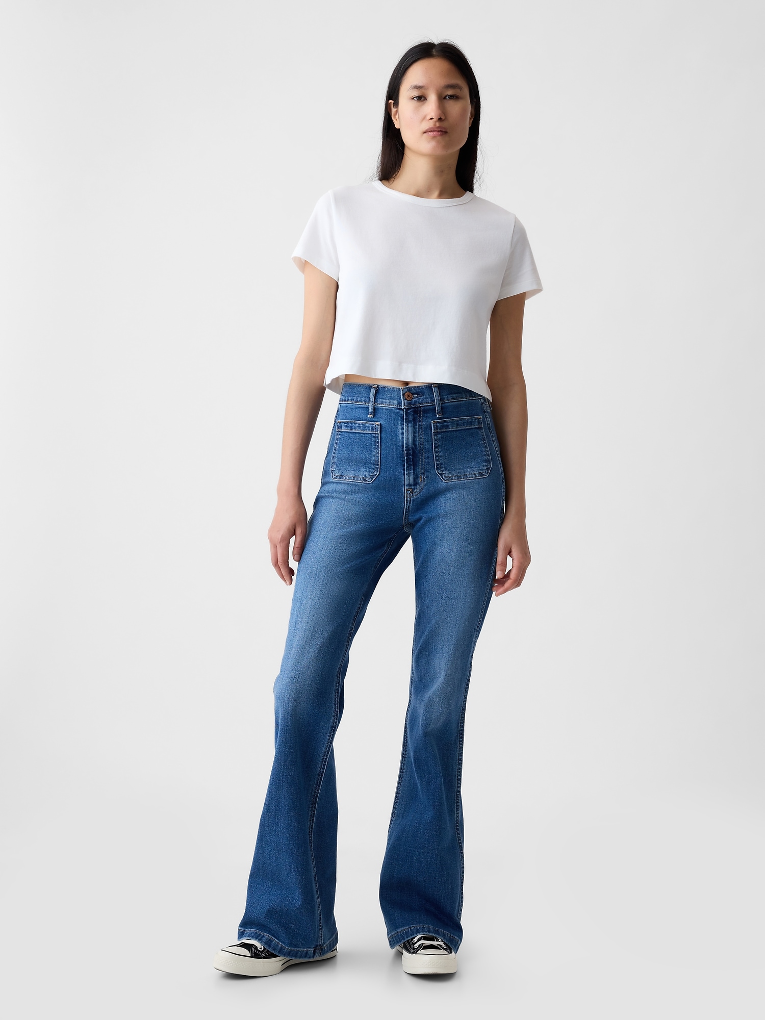 Buy Gap Light Wash Blue High Waisted 70's Flared Jeans from the