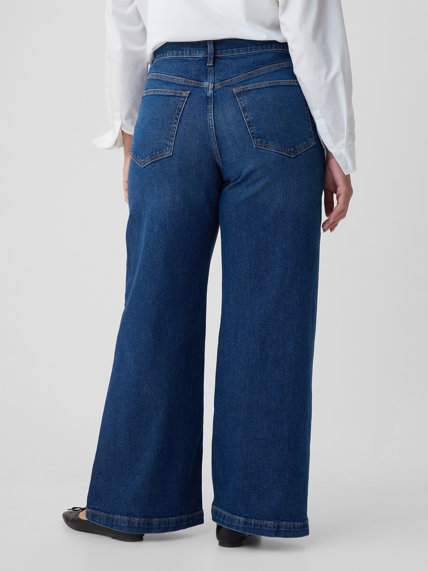 Contrasted Elasticated Capri Jeans - Denim Blue - Just $7