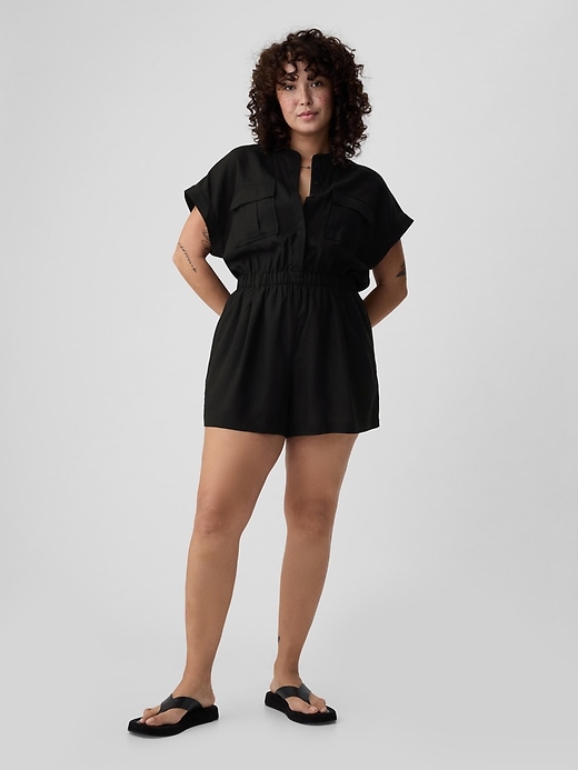 Image number 4 showing, Linen-Blend Utility Romper