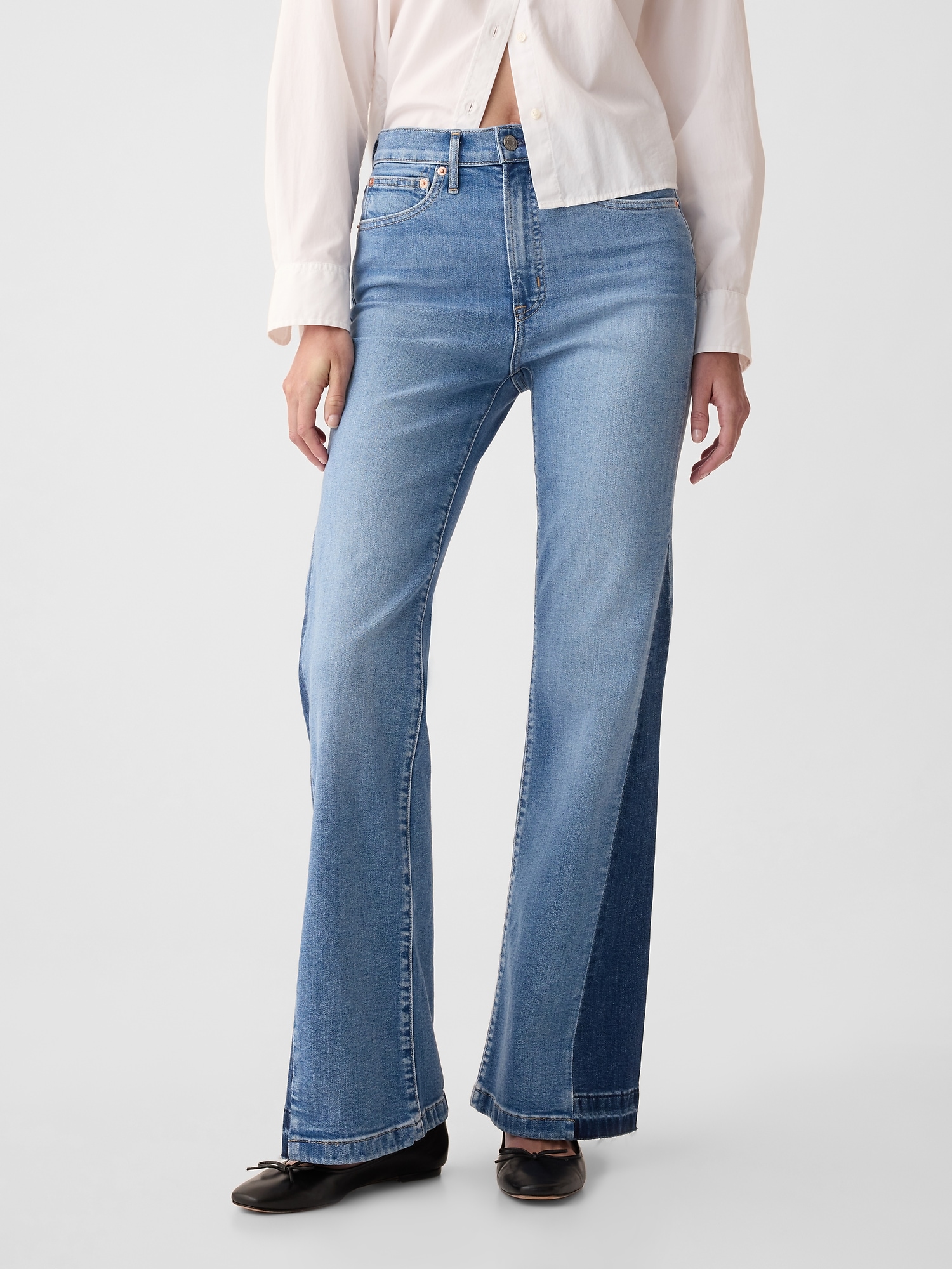 Buy Gap Light Wash Blue High Waisted 70's Flared Jeans from the