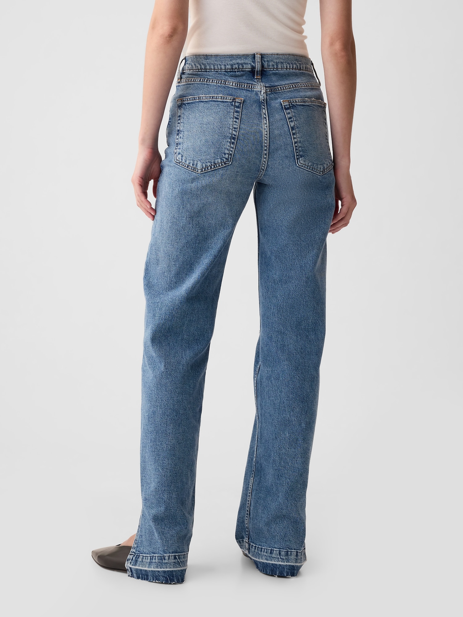 Straight Fit Jeans in Mid blue - Women, Cotton