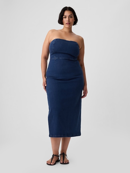 Image number 5 showing, Strapless Denim Midi Dress