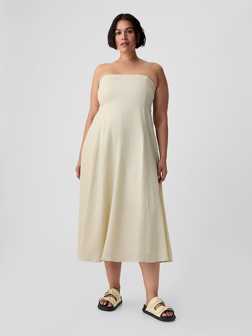 Image number 4 showing, Linen-Blend Midi Dress