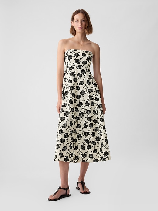 Image number 1 showing, Linen-Blend Midi Dress