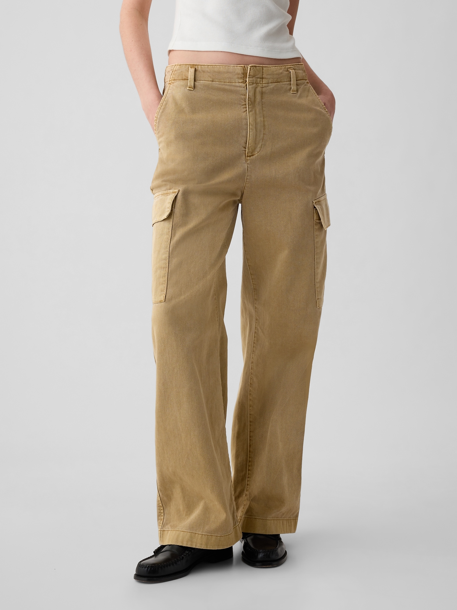 Shape Khaki Camo Pocket Wide Leg Cargo Pants