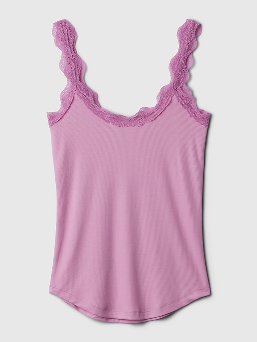 Image number 3 showing, Mini Rib Lace PJ Tank Top