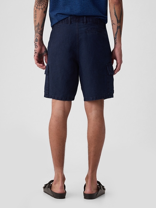 Image number 2 showing, 8" Linen-Cotton Cargo Shorts