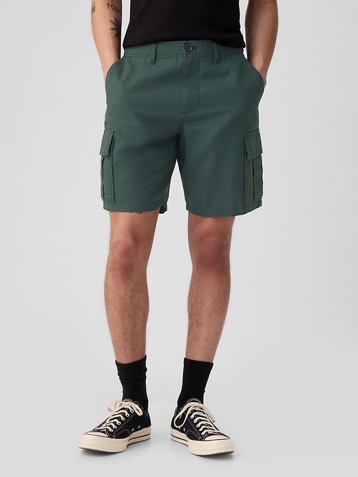 Image number 8 showing, 8" Linen-Cotton Cargo Shorts