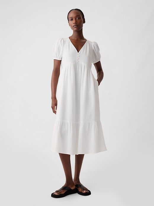 Image number 1 showing, Crinkle Gauze Midi Dress