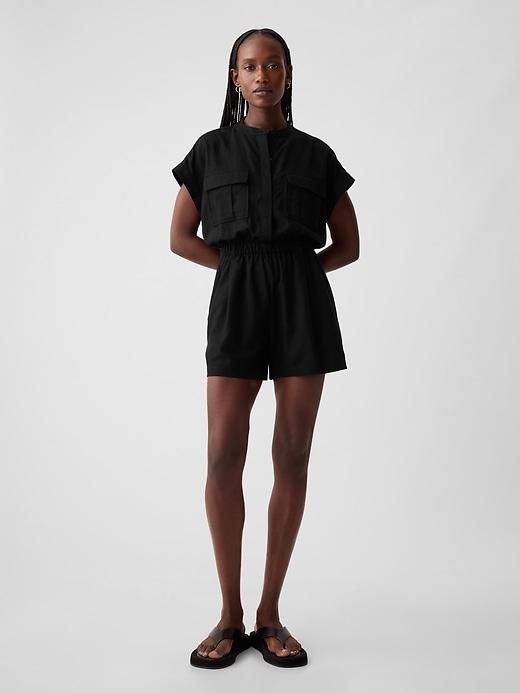 Image number 1 showing, Linen-Blend Utility Romper