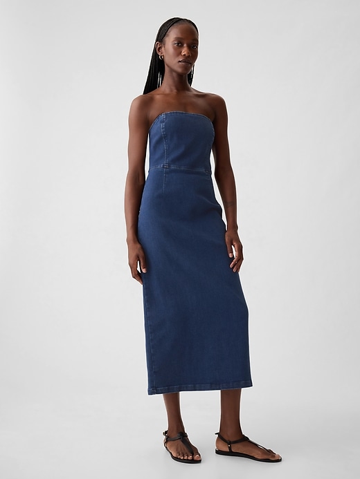 Image number 3 showing, Strapless Denim Midi Dress