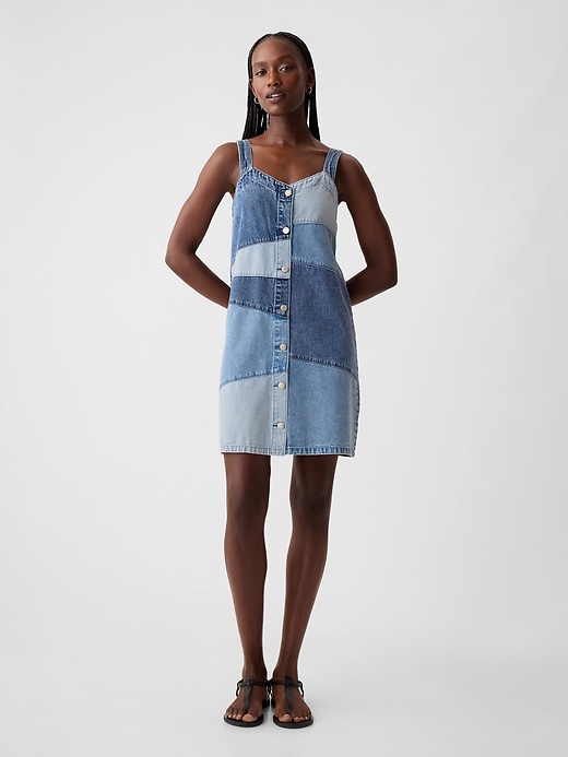 Image number 1 showing, Patchwork Denim Mini Dress