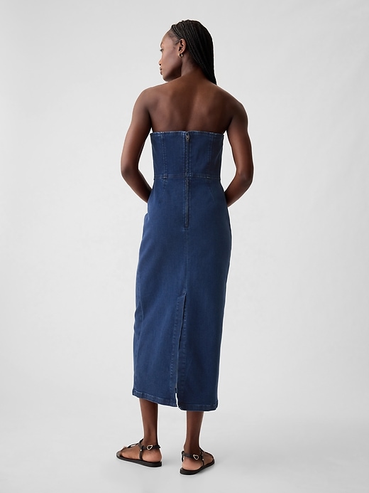 Image number 2 showing, Strapless Denim Midi Dress