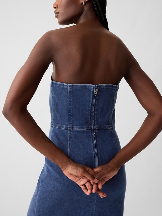 Image number 4 showing, Strapless Denim Midi Dress