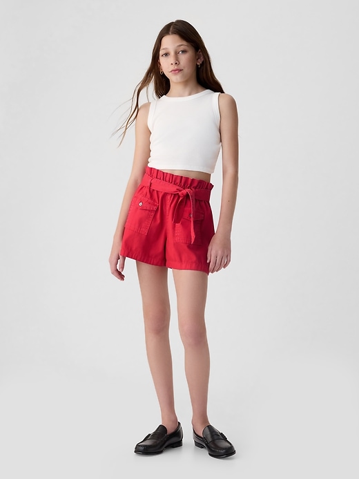 Image number 6 showing, Kids High Rise Paperbag Denim Shorts