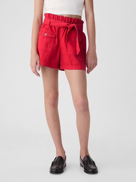 Image number 7 showing, Kids High Rise Paperbag Denim Shorts