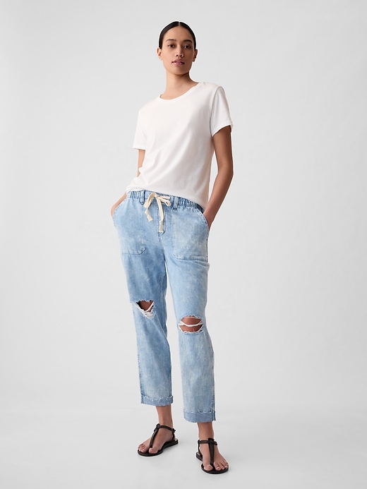 Image number 1 showing, Mid Rise Easy Denim Utility Jeans